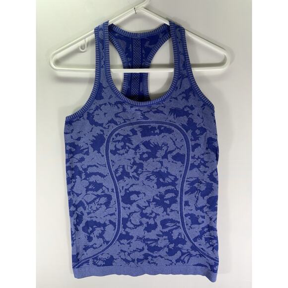 Lululemon Swiftly Tech Racerback Heathered Sapphire Blue Size 4 EUC - Picture 1 of 4